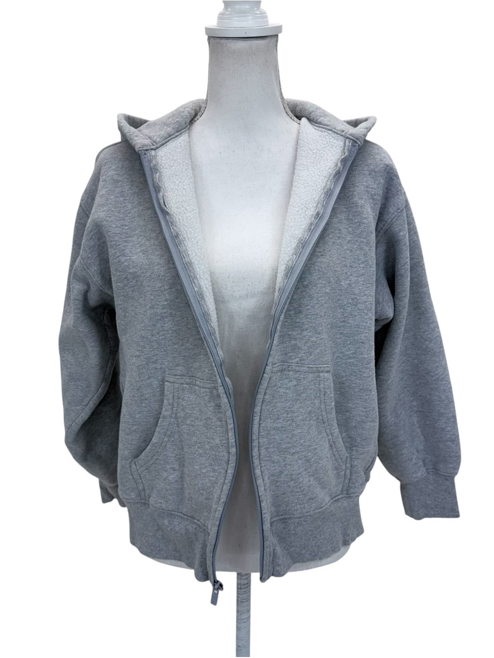Aritzia Cozy Sweatfleece Boyfriend Boxy Zip Hoodie XS Gray - Picture 6 of 16